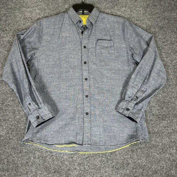 Descendants of‎ Thieves Shirt Mens L Grey Polka Dots Long Sleeve Button Up Adult - Picture 1 of 7